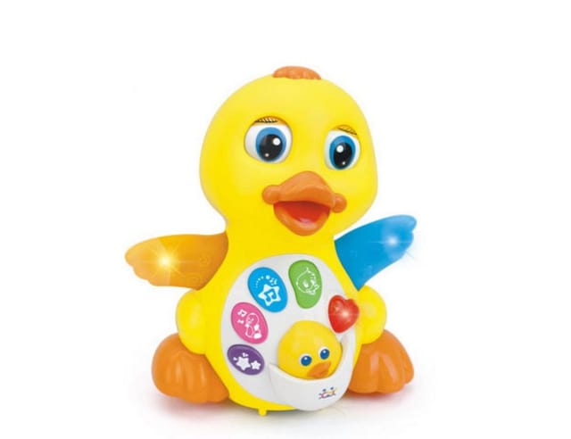 Moni Baby Musikspielzeug gelbe Ente 808, Musik, Licht, Bewegungen ab 18 Monate