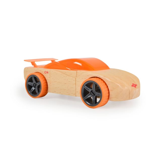 Moni Spielzeugautos Mini aus Buchenholz verschiedene Modelle, ab 4 Jahre orange