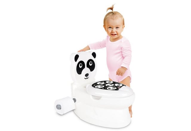 Pilsan Töpfchen Panda 07561 Toilettenpapierhalter, Musik, Licht, Klappdeckel weiß