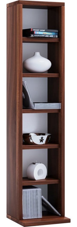 VCM Holzregal stehend platzsparender CD Schrank für 102 CDs oder 36 DVDs Maße: H. 92 x B. 21 x T. 20 cm Elegantes DVD Regal stehend Blu-Ray Regal CD Regal - Elementa