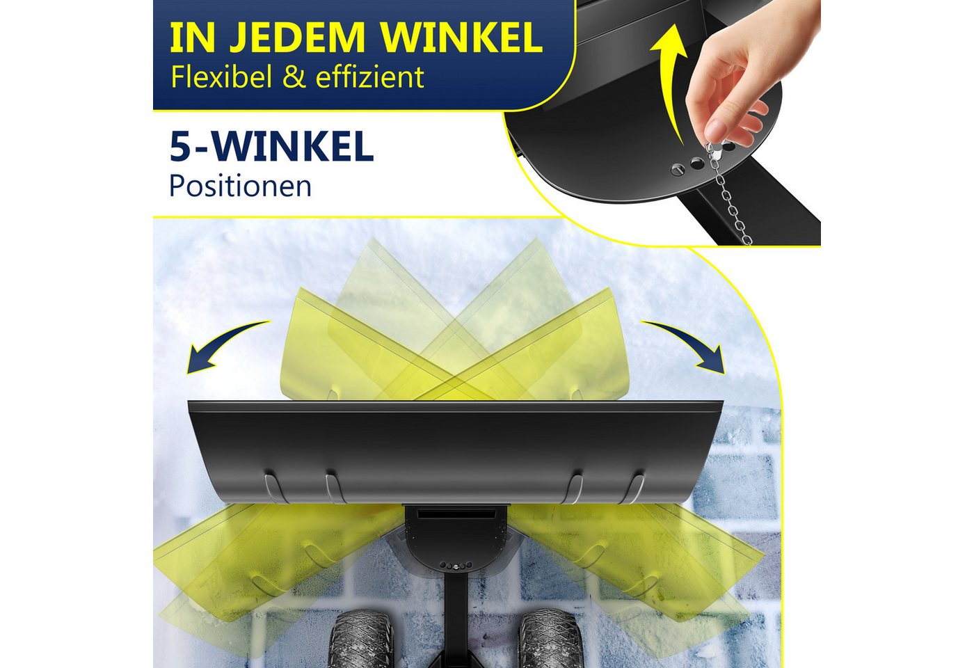 Schneeschaufel Auf Rädern Höhenverstellbar - 5-fach Höhenverstellbar Schneeräumen Rückenschonender Schneeschieber Schneeschild Schwarz - Masko Bild 5