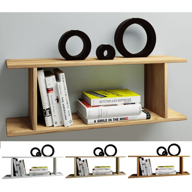 VCM Holzregal hängend platzsparendes Regal Maße: H. 28 x B. 80 x T. 20 cm Elegantes Regal hängend Aufbewahrungsregal Bücherregal Wandboard - Sirola Mini