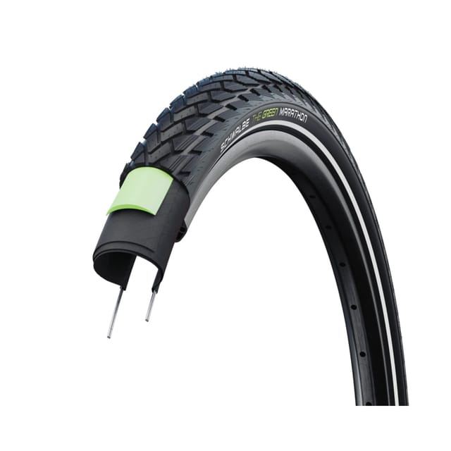 Schwalbe Green Marathon Fahrradreifen 28 Zoll Citybike Trekkingbike Drahtreifen Reflexstreifen Straßenprofil 1 Reifen 20" x 1,75" schwarz mit Reflex und Pannenschutz