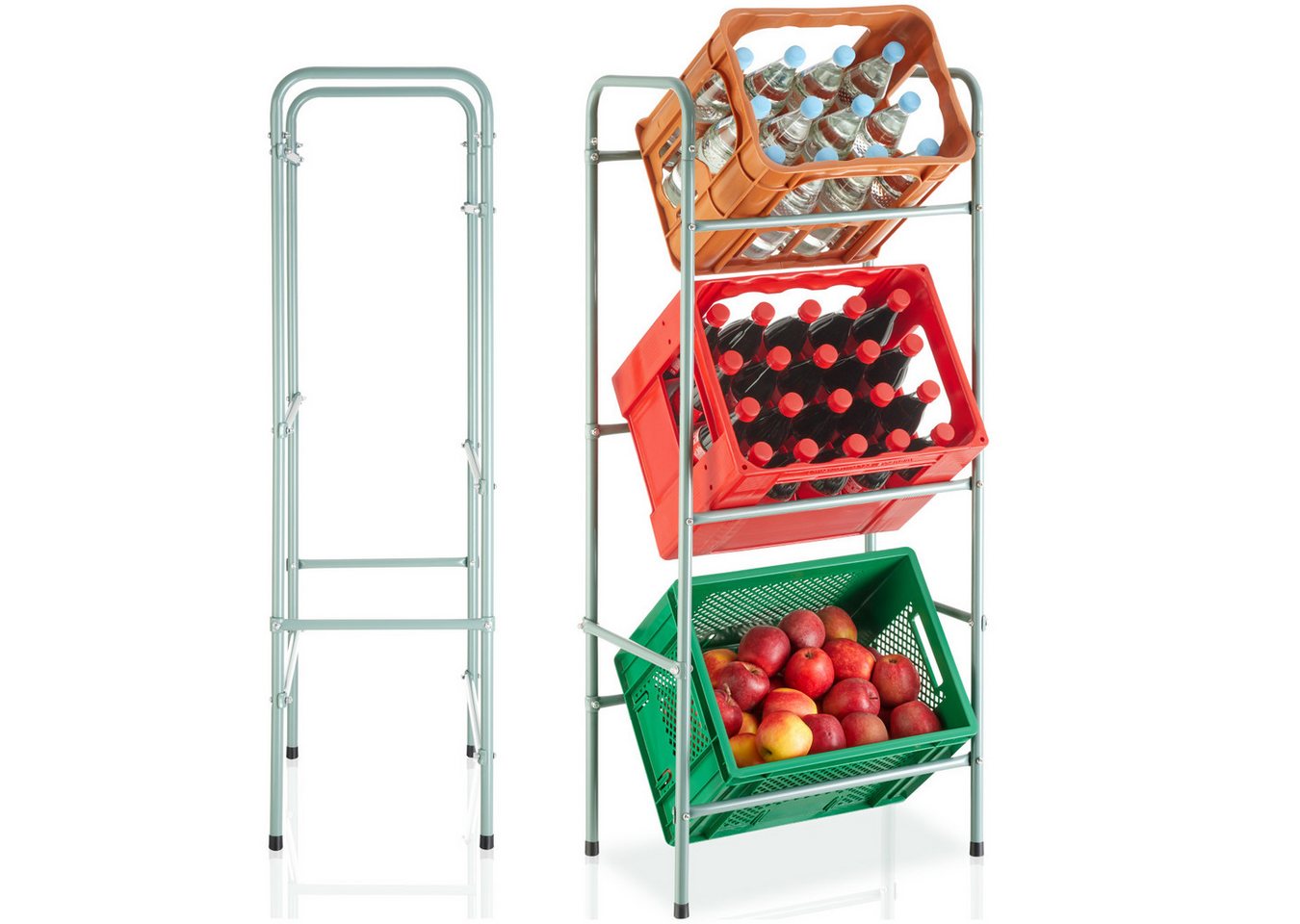 tectake® Getränkekistenregal, aus Stahl, guter Zugriff, 50 x 33 x 116 cm Bild 2
