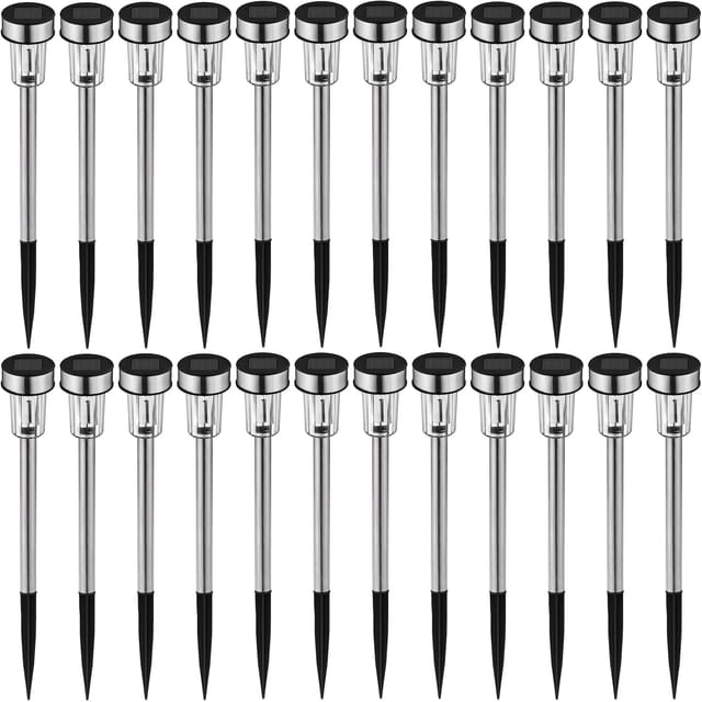 tectake® 24-er Set LED-Solarlampen, bunt, mit Erdspieß, 4,7 x 37 cm