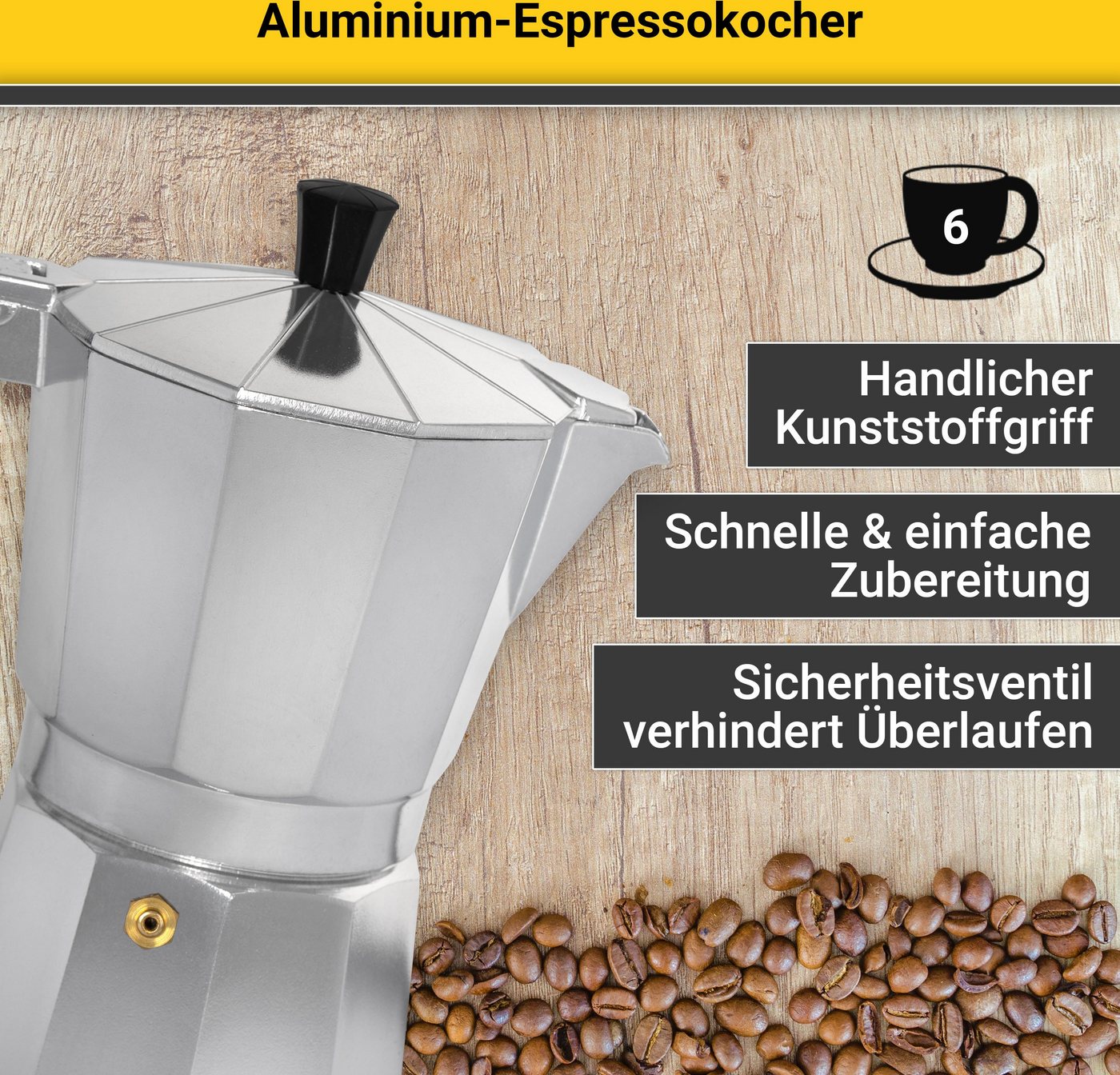 Espressokocher Italiano f. 6 Tassen silber Bild 4