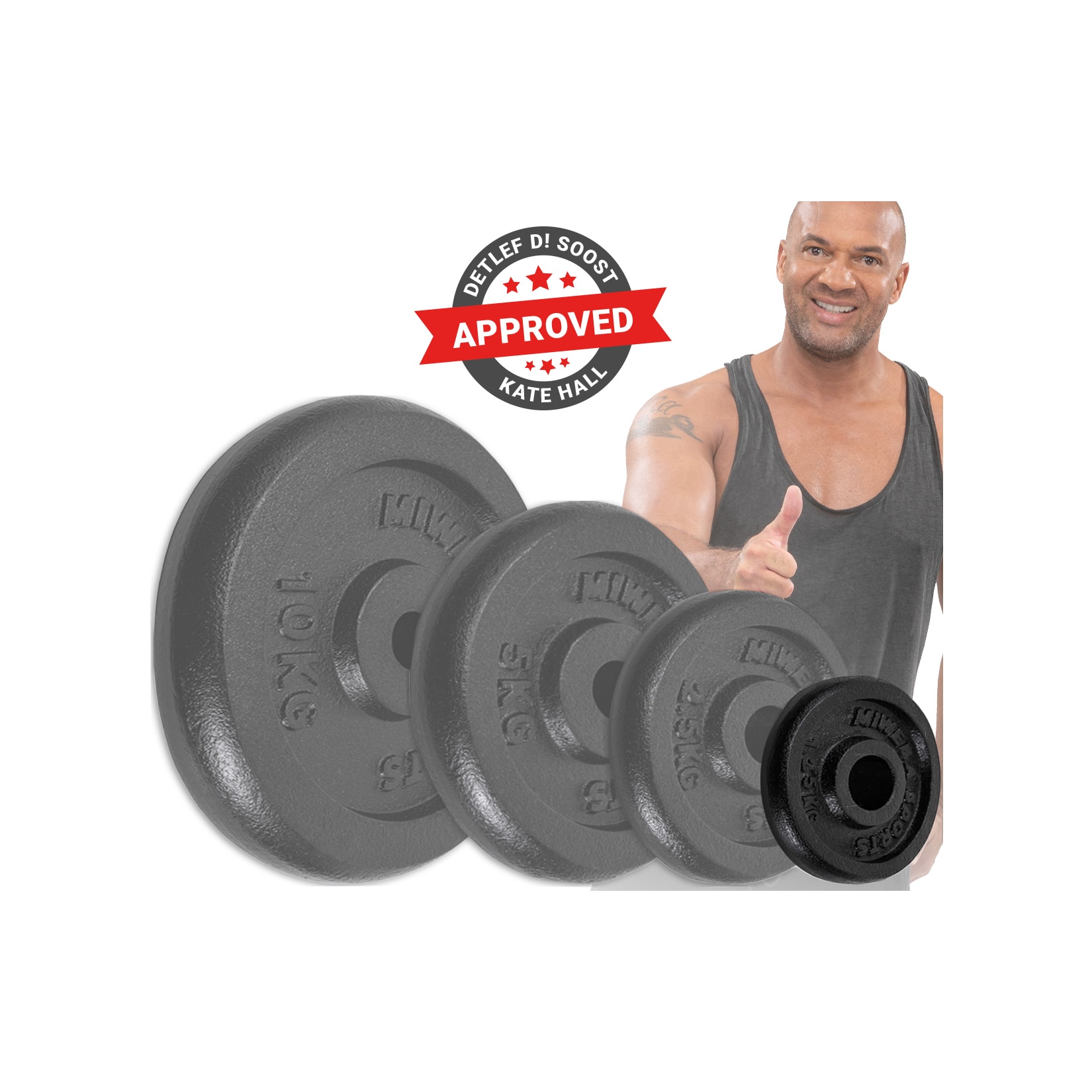 Miweba Sports Hantelscheiben HSG12, 4x 1,25 kg Hantel-Gewichte, passend für Ø 30mm, Set, Gusseisen