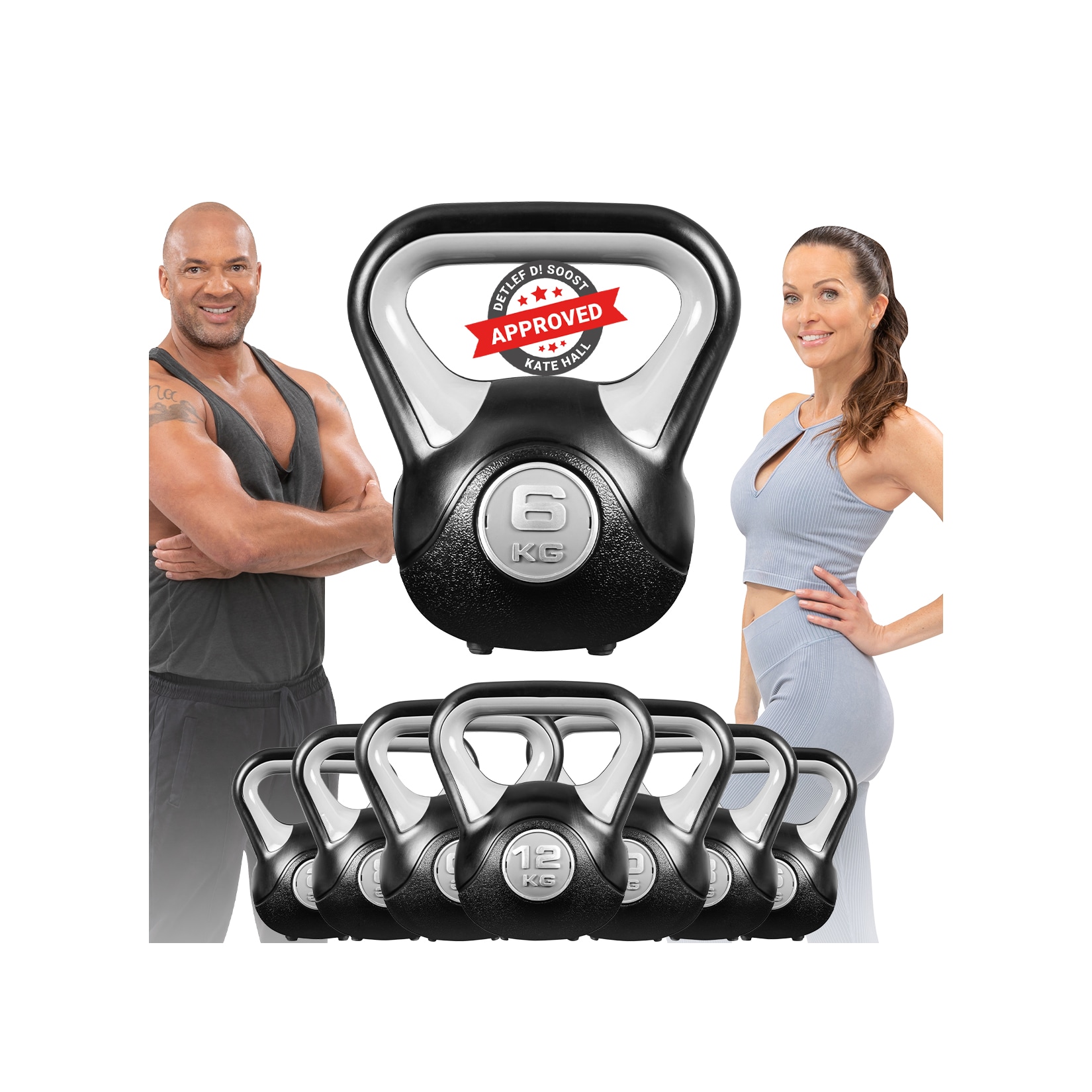 Miweba Sports Kettlebell KB200, Kunststoff-Kugelhantel, 4-12 kg, Anti-Rutsch-Griff, Hartgummifüße (6,0 kg)