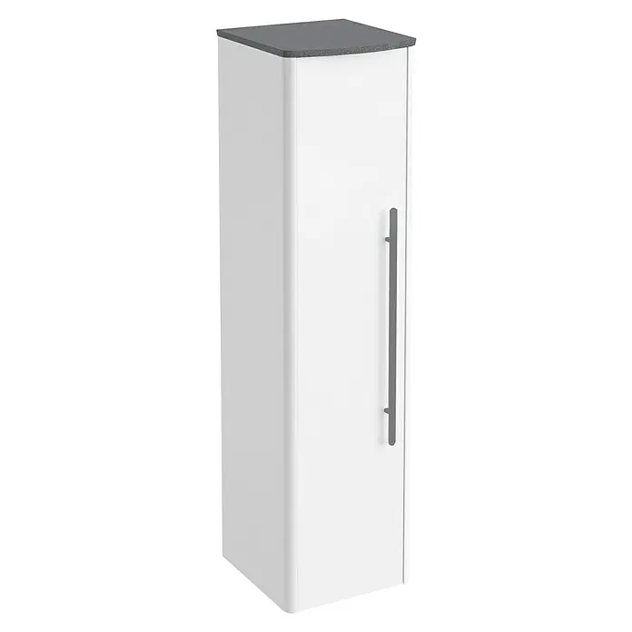 Lanzet Classico Bad-Midischrank (B x T x H: 31,2 x 32,5 x 121,4 cm, Weiß/Grau-Metallic, Farbe Griff: Anthrazit, DIN Anschlag: Links)