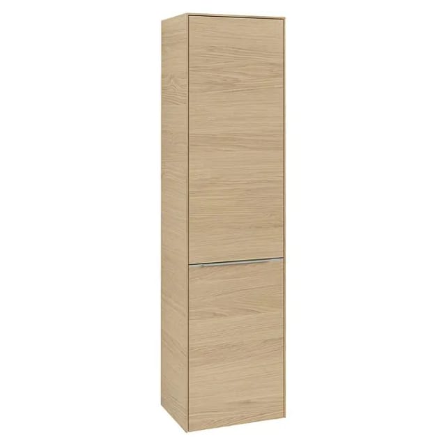 Villeroy & Boch Subway 3.0 Bad-Hochschrank (B x T x H: 40 x 36,2 x 171 cm, 1x Klappe mit Wäschekorb, 1x Tür, Nordik oak, Farbe Griff: Aluminium glänze