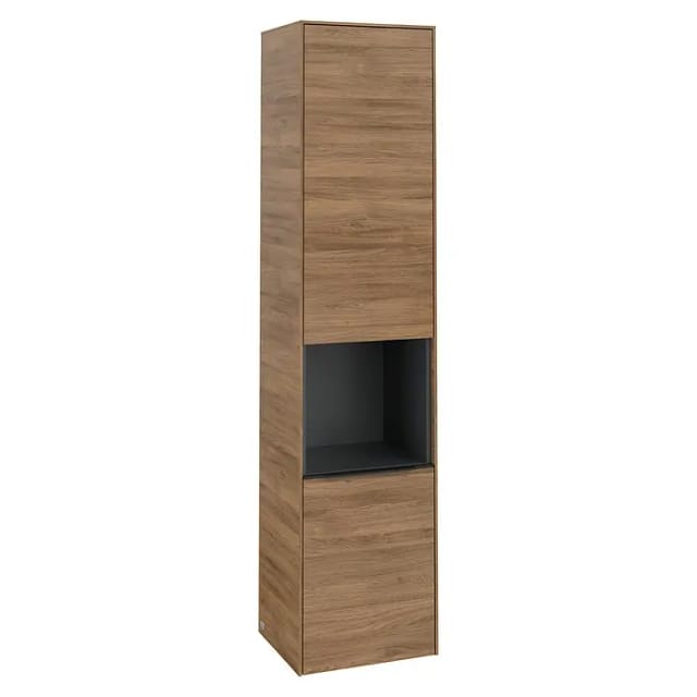 Villeroy & Boch Subway 3.0 Bad-Hochschrank (B x T x H: 40 x 36,2 x 171 cm, 1x offenes Fach, 2x Tür, Kansas Oak, Farbe Griff: Aluminium glänzend, DIN A