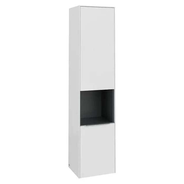 Villeroy & Boch Subway 3.0 Bad-Hochschrank (B x T x H: 40 x 36,2 x 171 cm, 1x offenes Fach, 2x Tür, Brilliant White, Farbe Griff: Aluminium glänzend,