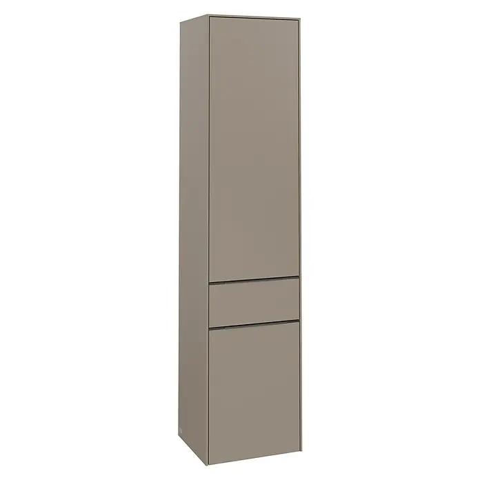 Villeroy & Boch Subway 3.0 Bad-Hochschrank (B x T x H: 40 x 36,2 x 171 cm, 1x Schublade, 2x Tür, Taupe, Farbe Griff: Taupe, DIN Anschlag: Rechts)