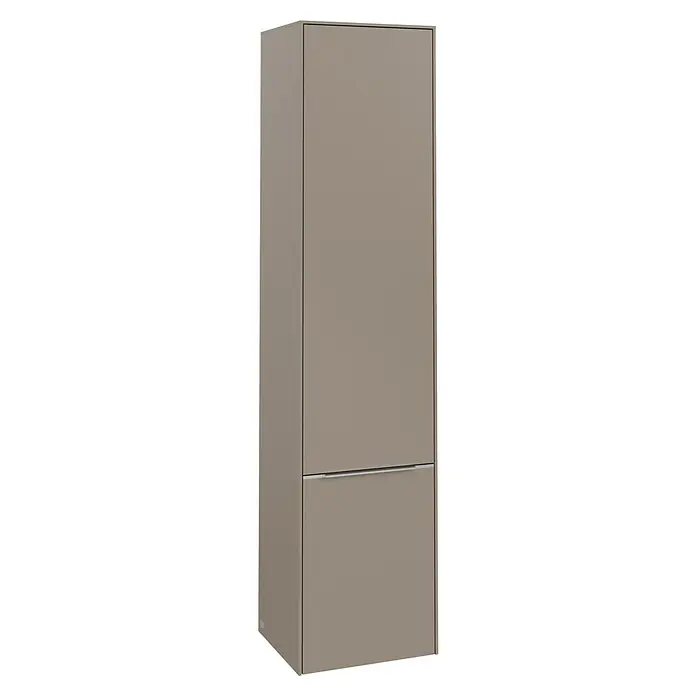 Villeroy & Boch Subway 3.0 Bad-Hochschrank (B x T x H: 40 x 36,2 x 171 cm, 2x Tür, Taupe, Farbe Griff: Aluminium glänzend, DIN Anschlag: Links)