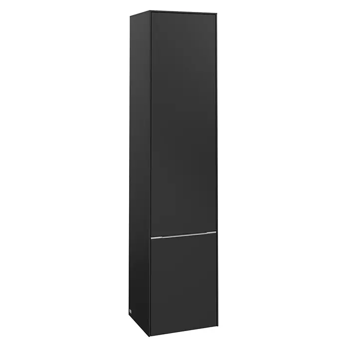 Villeroy & Boch Subway 3.0 Bad-Hochschrank (B x T x H: 40 x 36,2 x 171 cm, 2x Tür, Volcano Black, Farbe Griff: Aluminium glänzend, DIN Anschlag: Links
