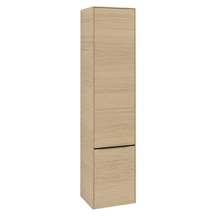 Villeroy & Boch Subway 3.0 Bad-Hochschrank (B x T x H: 40 x 36,2 x 171 cm, 2x Tür, Nordik oak, Farbe Griff: Volcano black, DIN Anschlag: Links)