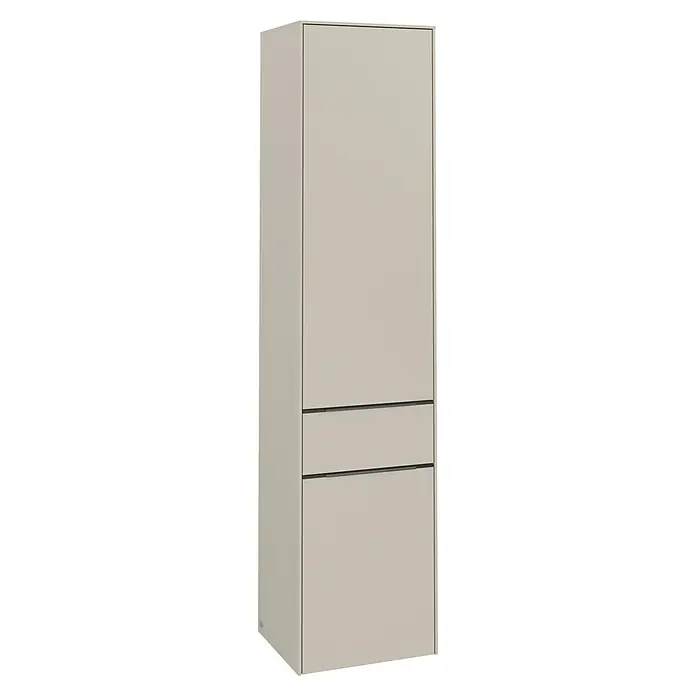 Villeroy & Boch Subway 3.0 Bad-Hochschrank (B x T x H: 40 x 36,2 x 171 cm, 1x Schublade, 2x Tür, Cashmere Grey, Farbe Griff: Cashmere Grey, DIN Anschl