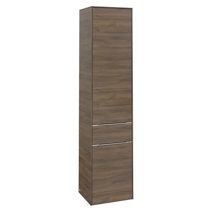 Villeroy & Boch Subway 3.0 Bad-Hochschrank (B x T x H: 40 x 36,2 x 171 cm, 1x Schublade, 2x Tür, Arizona Oak, Farbe Griff: Aluminium glänzend, DIN Ans