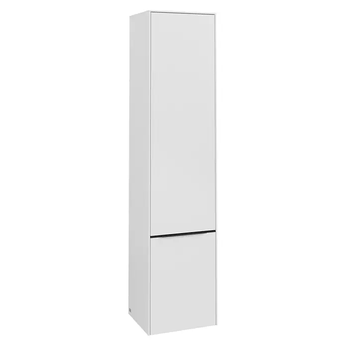 Villeroy & Boch Subway 3.0 Bad-Hochschrank (B x T x H: 40 x 36,2 x 171 cm, 2x Tür, Pure White, Farbe Griff: Volcano black, DIN Anschlag: Links)