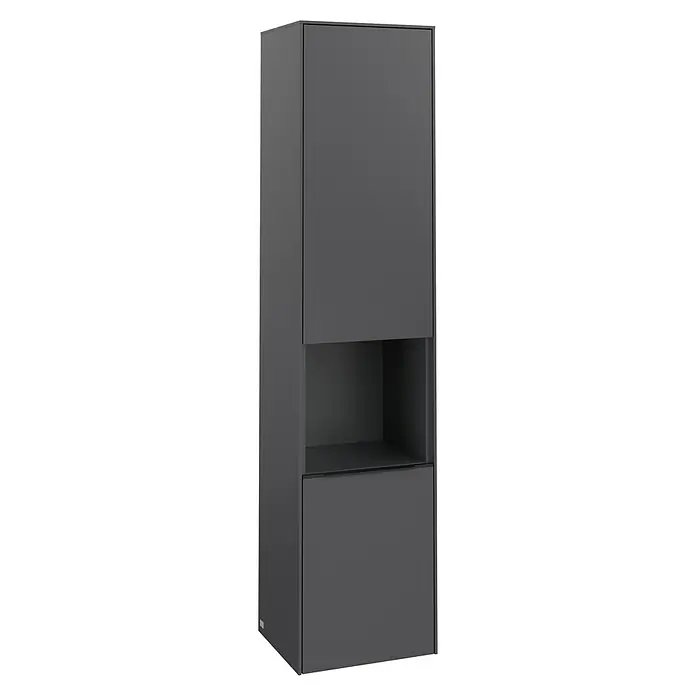 Villeroy & Boch Subway 3.0 Bad-Hochschrank (B x T x H: 40 x 36,2 x 171 cm, 1x offenes Fach, 2x Tür, Graphite, Farbe Griff: Volcano black, DIN Anschlag