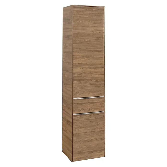 Villeroy & Boch Subway 3.0 Bad-Hochschrank (B x T x H: 40 x 36,2 x 171 cm, 1x Schublade, 2x Tür, Kansas Oak, Farbe Griff: Aluminium glänzend, DIN Ansc