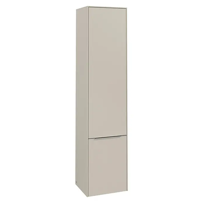 Villeroy & Boch Subway 3.0 Bad-Hochschrank (B x T x H: 40 x 36,2 x 171 cm, 2x Tür, Cashmere Grey, Farbe Griff: Aluminium glänzend, DIN Anschlag: Links