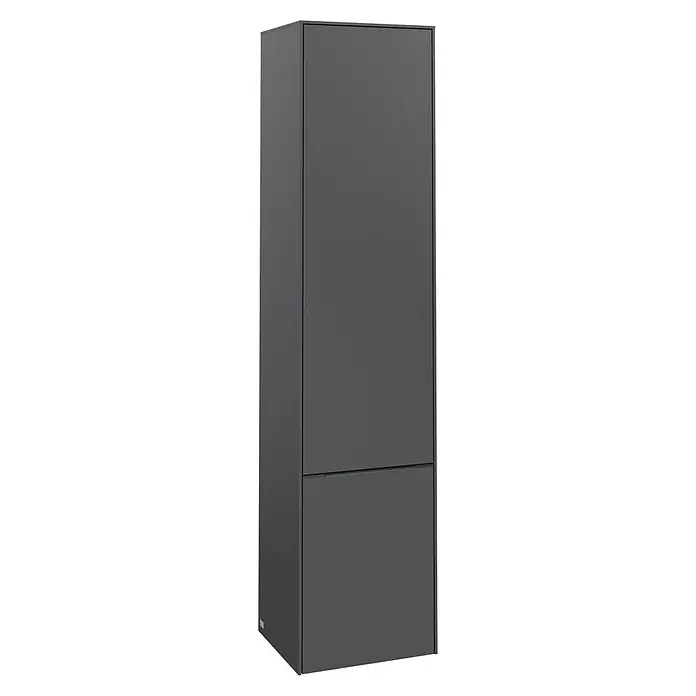 Villeroy & Boch Subway 3.0 Bad-Hochschrank (B x T x H: 40 x 36,2 x 171 cm, 2x Tür, Graphite, Farbe Griff: Graphite, DIN Anschlag: Rechts)