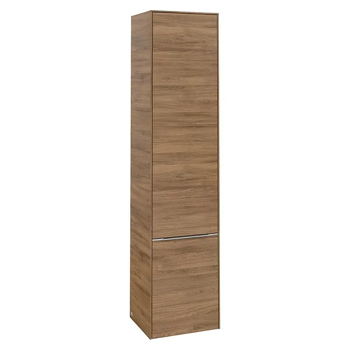Villeroy & Boch Subway 3.0 Bad-Hochschrank (B x T x H: 40 x 36,2 x 171 cm, 2x Tür, Kansas Oak, Farbe Griff: Aluminium glänzend, DIN Anschlag: Rechts)