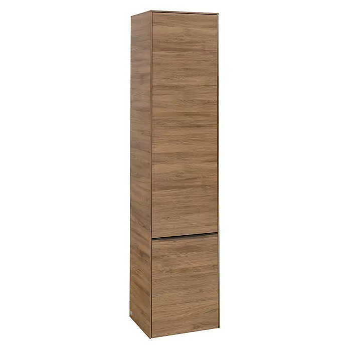 Villeroy & Boch Subway 3.0 Bad-Hochschrank (B x T x H: 40 x 36,2 x 171 cm, 2x Tür, Kansas Oak, Farbe Griff: Volcano black, DIN Anschlag: Links)
