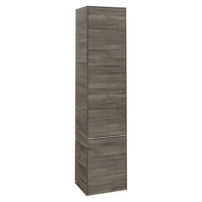 Villeroy & Boch Subway 3.0 Bad-Hochschrank (B x T x H: 40 x 36,2 x 171 cm, 2x Tür, Stone Oak, Farbe Griff: Aluminium glänzend, DIN Anschlag: Rechts)