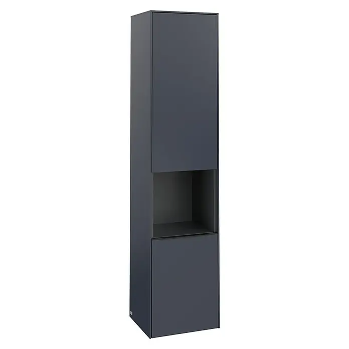 Villeroy & Boch Subway 3.0 Bad-Hochschrank (B x T x H: 40 x 36,2 x 171 cm, 1x offenes Fach, 2x Tür, Marine Blue, Farbe Griff: Volcano black, DIN Ansch