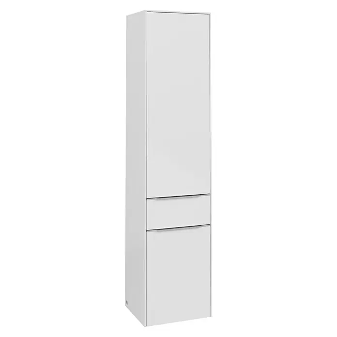 Villeroy & Boch Subway 3.0 Bad-Hochschrank (B x T x H: 40 x 36,2 x 171 cm, 1x Schublade, 2x Tür, Brilliant White, Farbe Griff: Aluminium glänzend, DIN