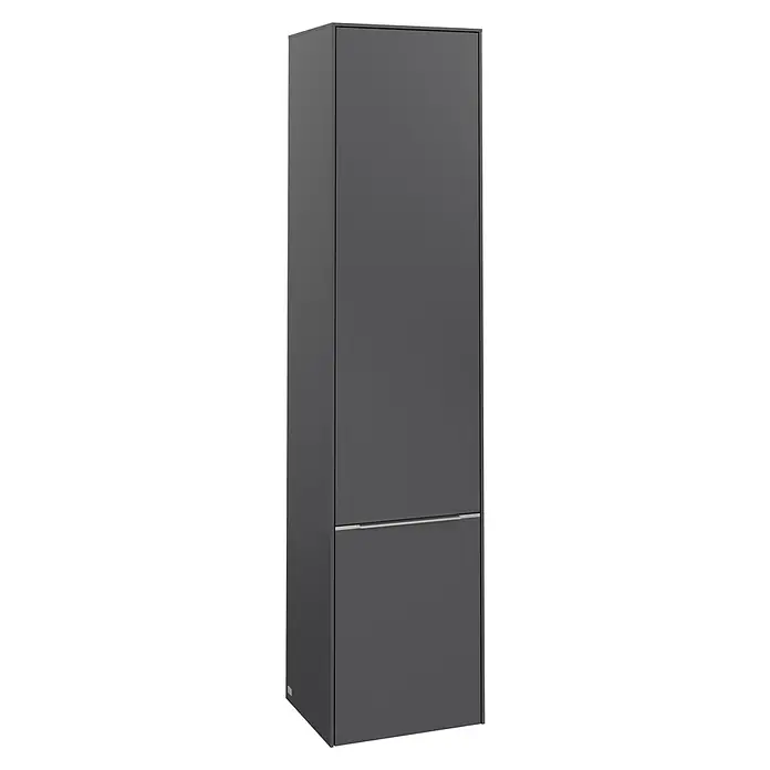 Villeroy & Boch Subway 3.0 Bad-Hochschrank (B x T x H: 40 x 36,2 x 171 cm, 2x Tür, Graphite, Farbe Griff: Aluminium glänzend, DIN Anschlag: Rechts)