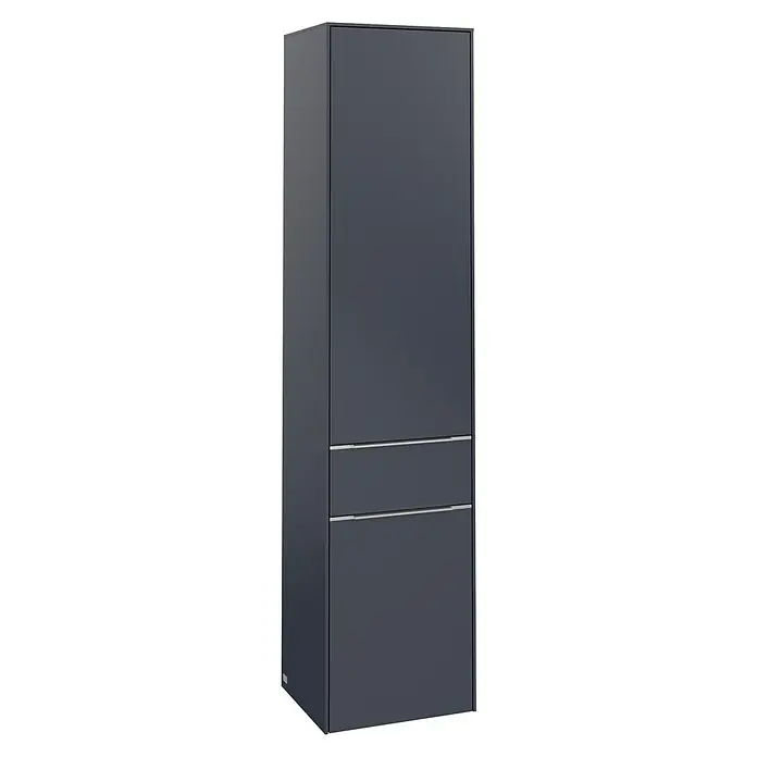 Villeroy & Boch Subway 3.0 Bad-Hochschrank (B x T x H: 40 x 36,2 x 171 cm, 1x Schublade, 2x Tür, Marine Blue, Farbe Griff: Aluminium glänzend, DIN Ans