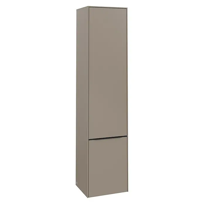 Villeroy & Boch Subway 3.0 Bad-Hochschrank (B x T x H: 40 x 36,2 x 171 cm, 2x Tür, Taupe, Farbe Griff: Volcano black, DIN Anschlag: Rechts)