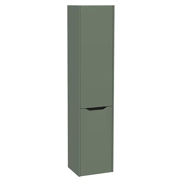 VitrA Bad-Hochschrank Integra Square (B x T x H: 40 x 37 x 180 cm, Moosgrün, Inklusive 3 Glasböden und Wäscheklappe, DIN Anschlag: Rechts)