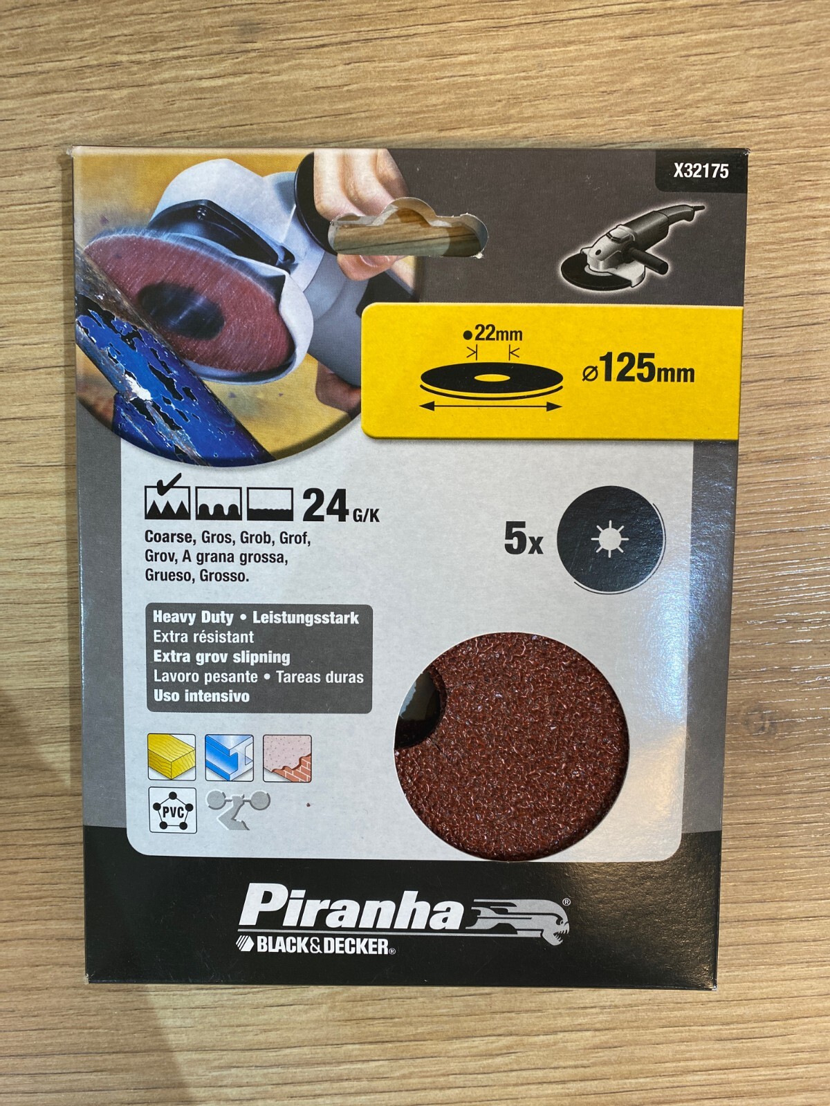 Piranha Schleifscheibe X32175 K24 125 mm (5 Stück) für Winkelschleifer