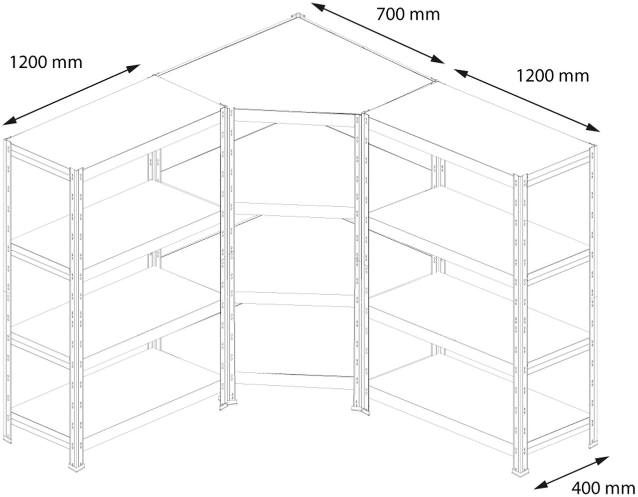 Ar Shelving Schwerlastregal-Set Rivet Budget verzinkt 180 x 190 cm mit 4 HDF-Böden 700 kg Bild 2