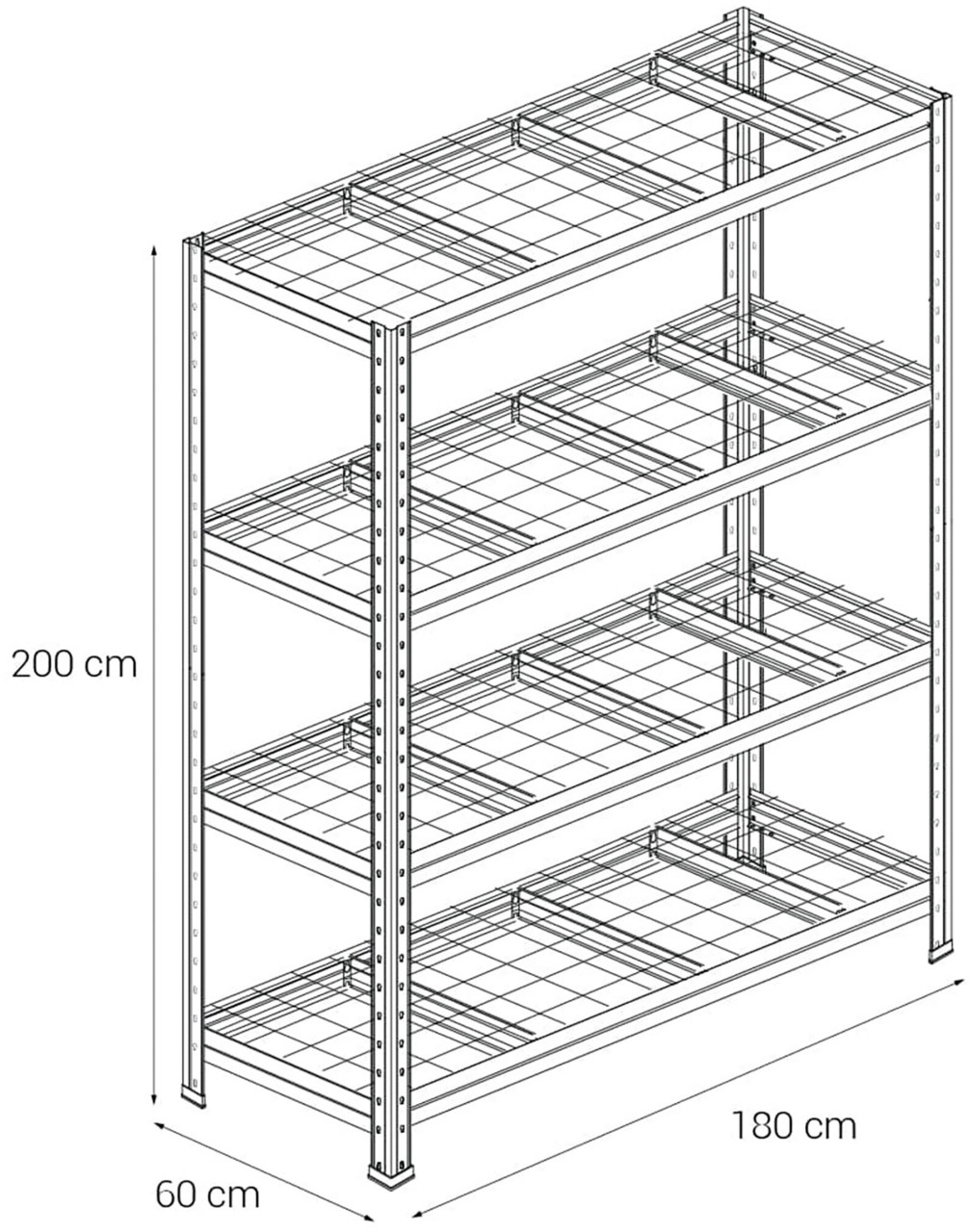 Ar Shelving Schwerlastregal Bullrack Rivet Wire verzinkt 200 x 180 4 Stahlgitterböden 2400 kg Bild 3