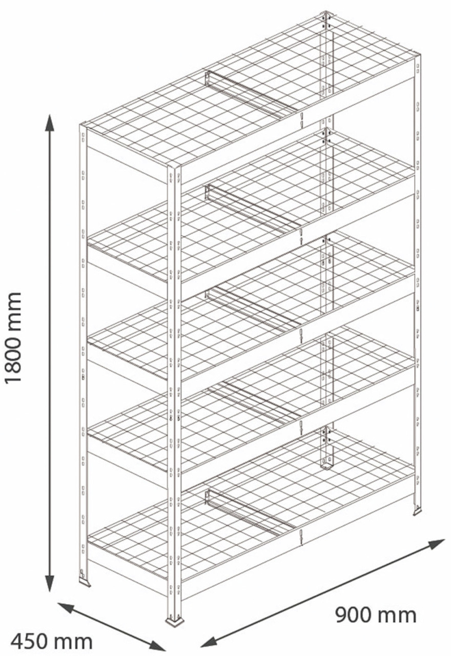Ar Shelving Schwerlastregal Rivet Wire verzinkt 180 x 90 cm 5 Stahlgitterböden 1000 kg Bild 3