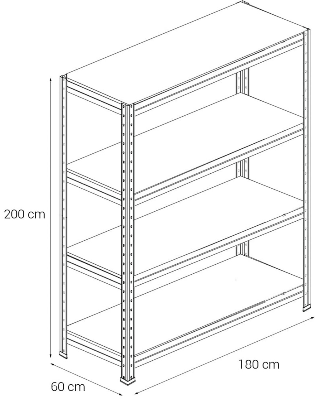 Ar Shelving Schwerlastregal Bullrack Rivet verzinkt 200 x 180 cm 4 Böden 2400 kg Bild 5