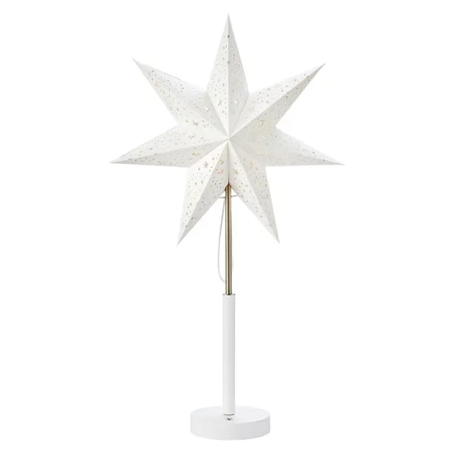LED Tischlampe Stern Noella wiederaufladbar Papier Ø 35 cm weiß-stahl