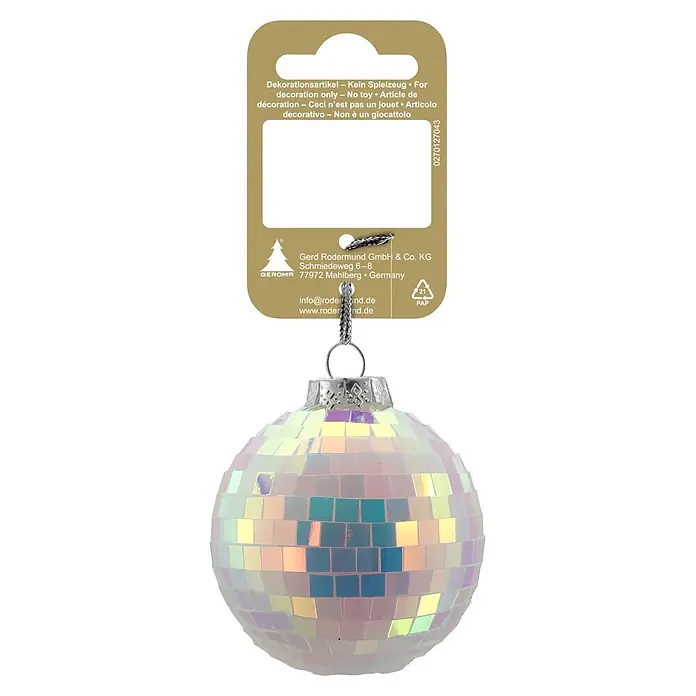 Weihnachtsanhänger Discokugel aus Kunststoff 6 cm perlmutt