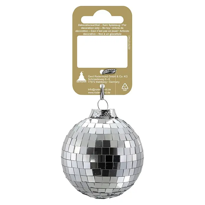Weihnachtsanhänger Discokugel aus Kunststoff 6 cm silber