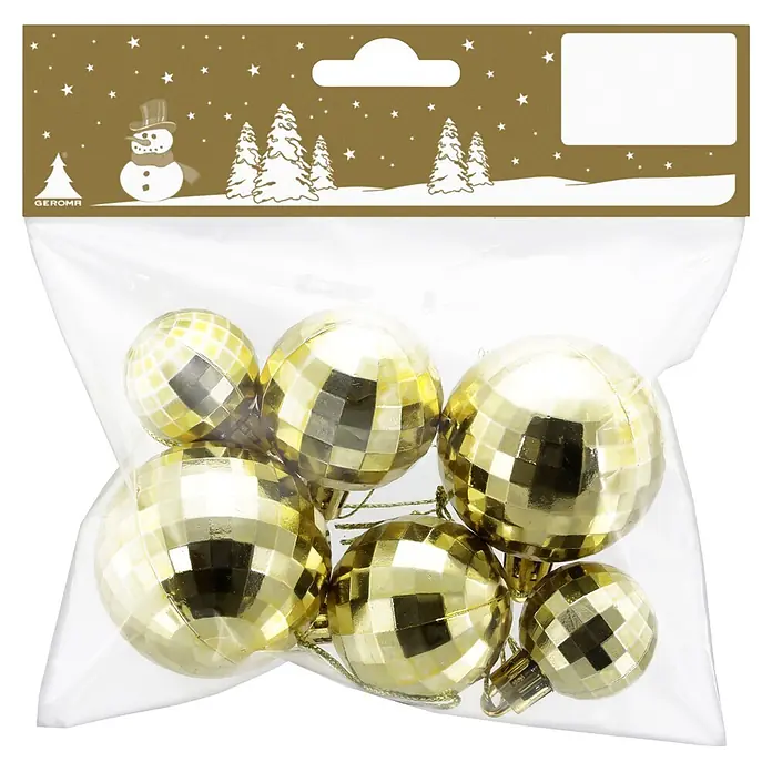 Weihnachtsdeko Discokugel aus Kunststoff 3-5 cm metallic-gold - 6 Stück