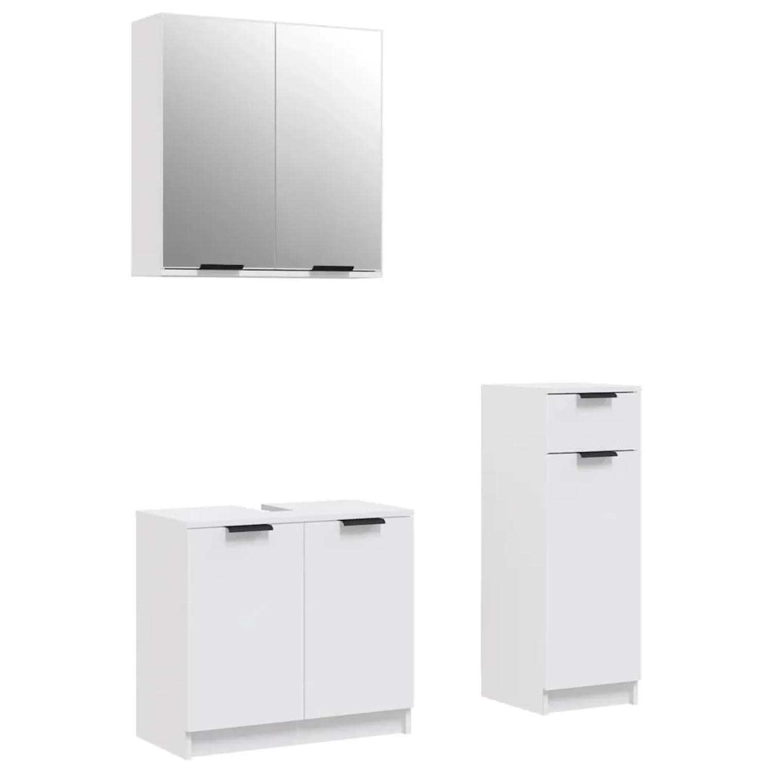 vidaXL 3-tlg. Badmöbel-Set Weiß Holzwerkstoff Modell 7