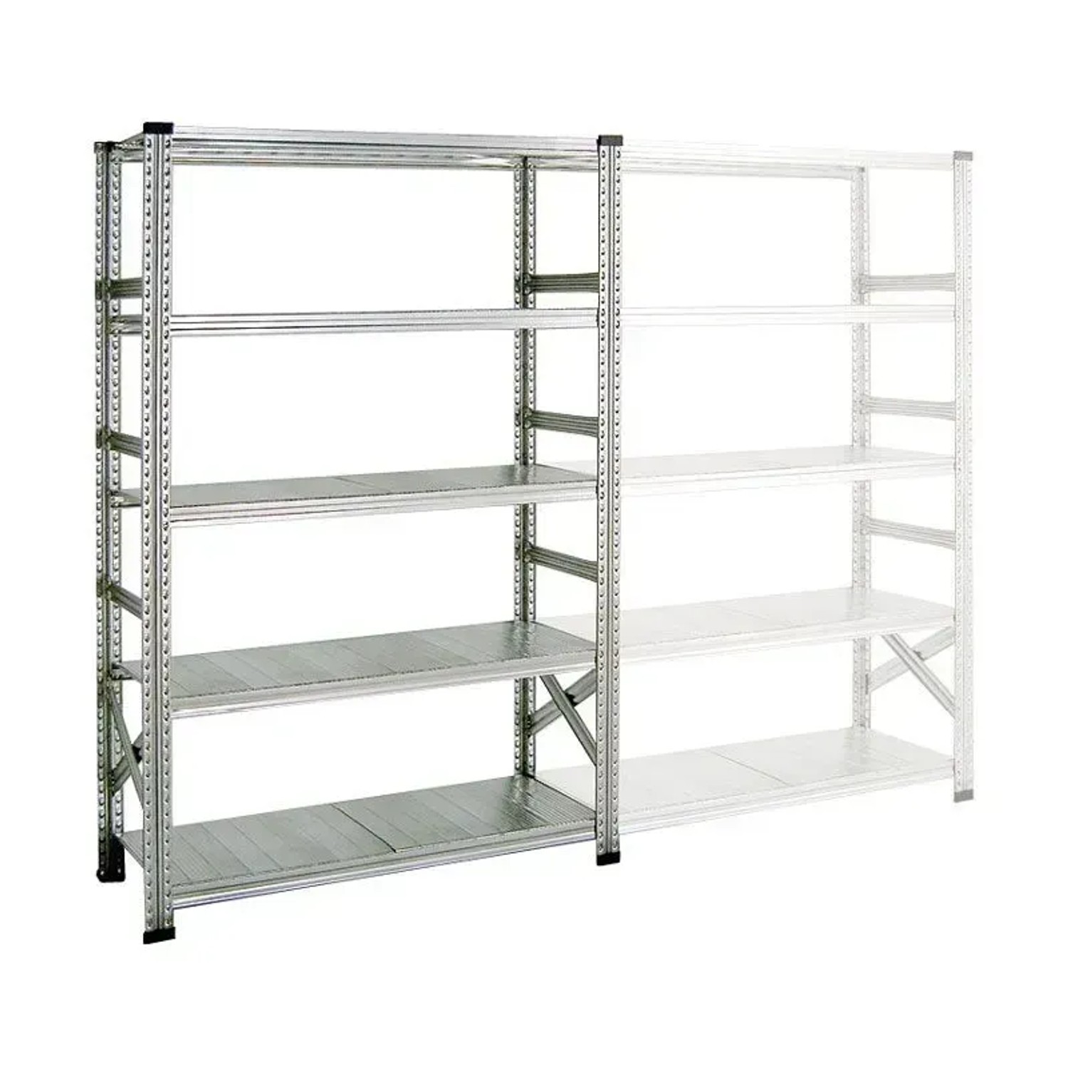 PROREGAL Fachbodenregal Proximo Stecksystem 200 x 150 x 80 cm 5 Ebenen Fachlast 130 Beidseitig Verzinkt