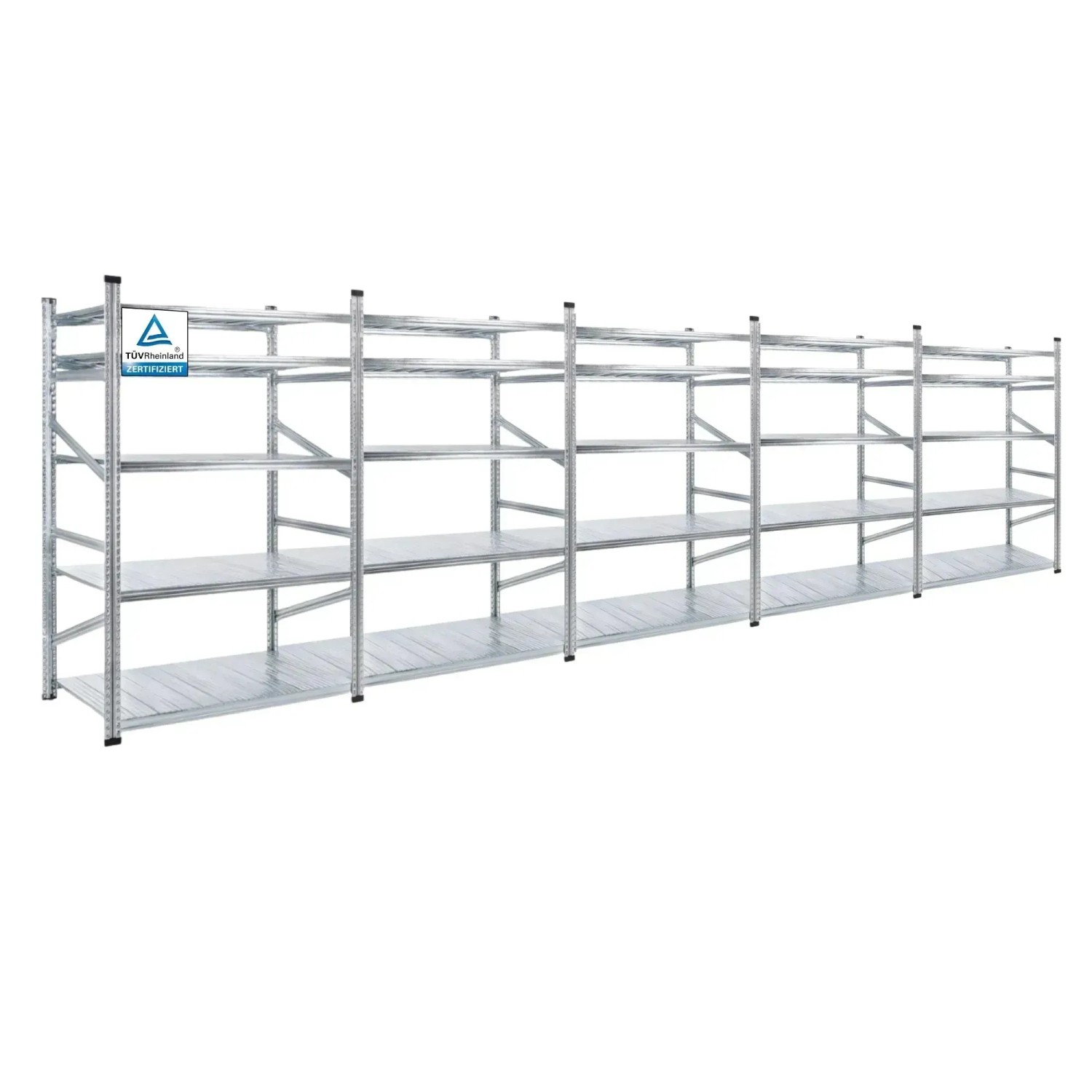 PROREGAL Fachbodenregal Proximo 200 x 750 x 80 cm 5 Ebenen Fachlast 130 Beidseitig Verzinkt