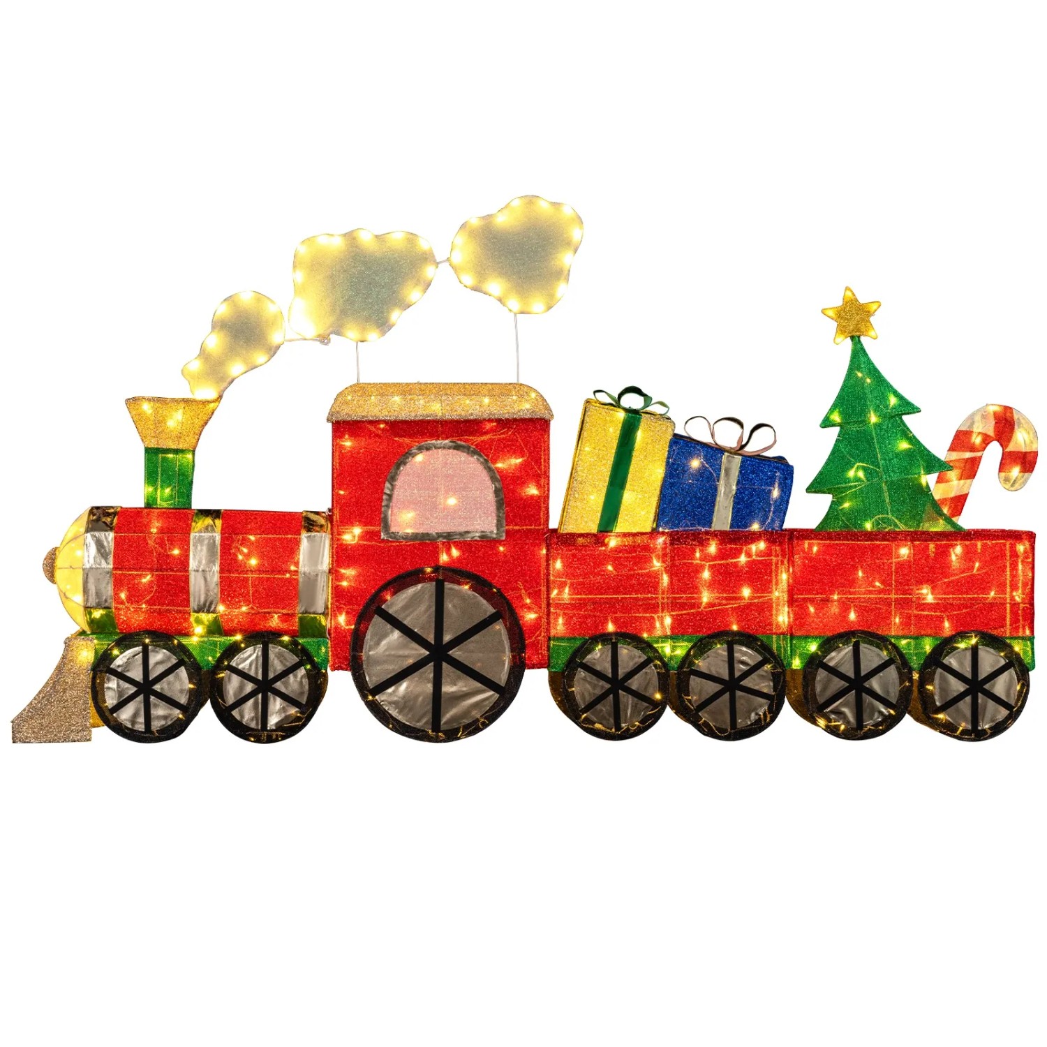 Costway Weihnachtszug Beleuchtet Weihnachtsdeko mit Rauch 215 cm