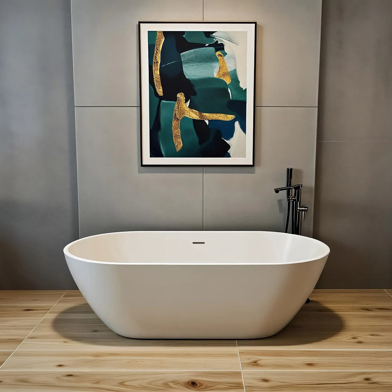 Bad Land Freistehende Badewanne ASGER 170x75 + Ablauf